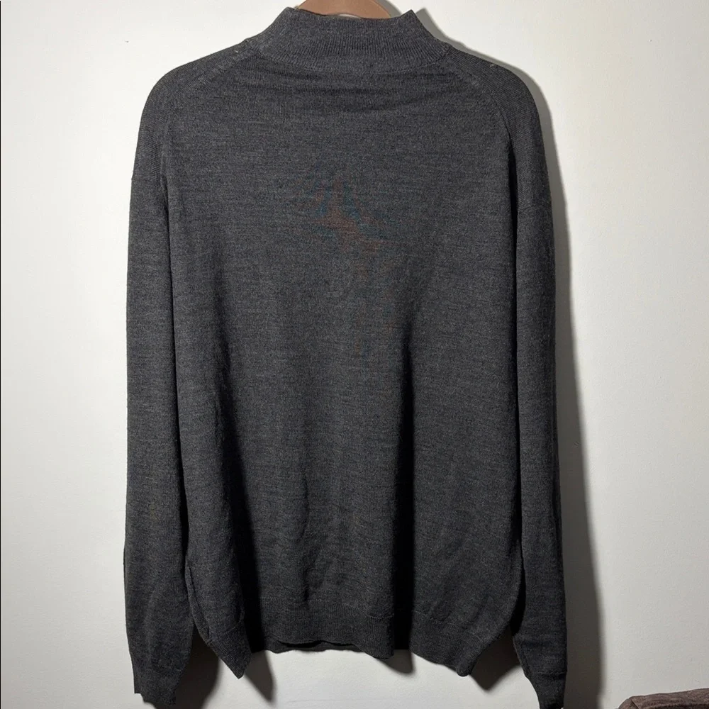 Tricots St Raphael Pure New Wool Mock Neck Sweater XL - Dark grey